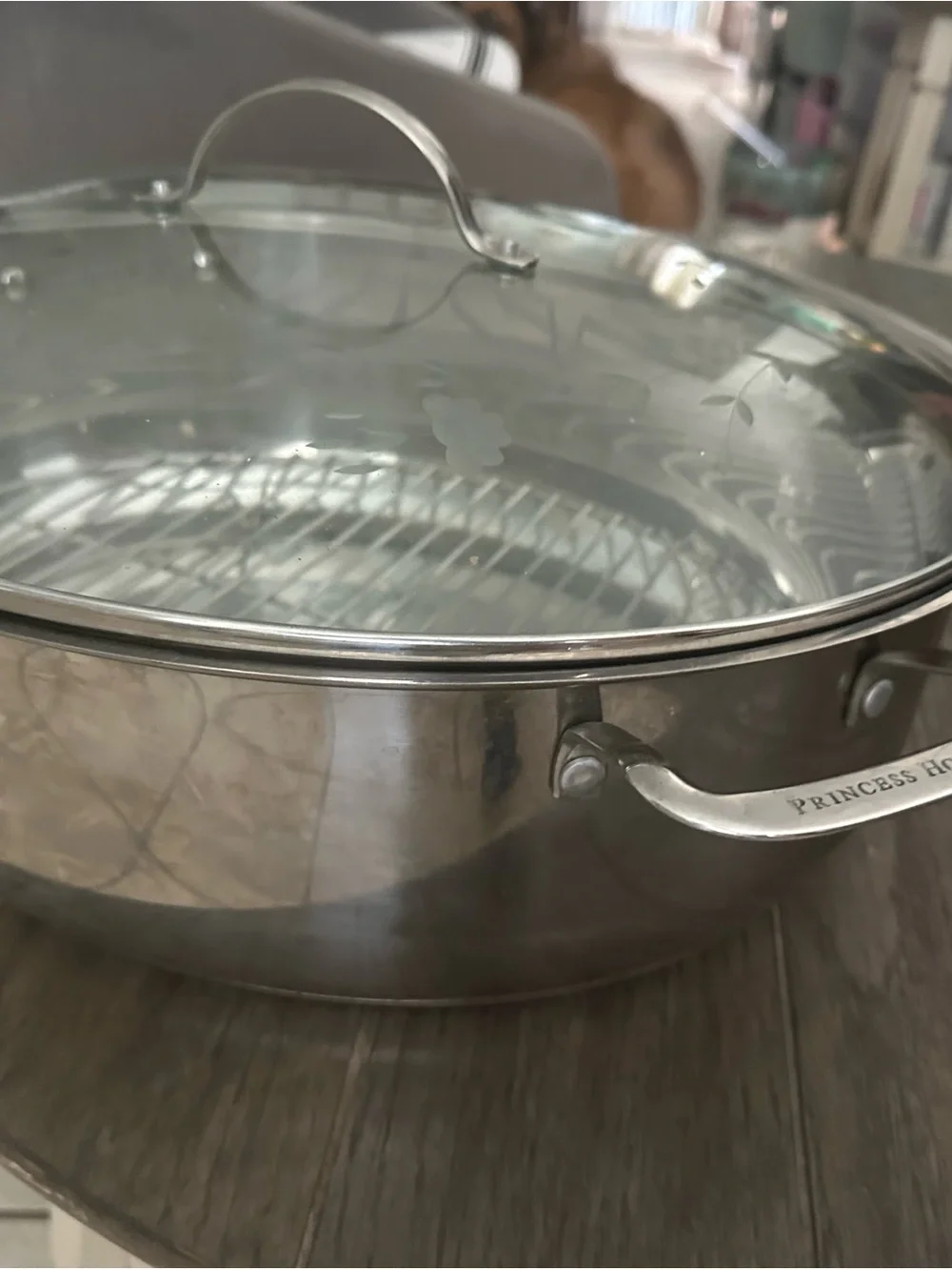 Stainless Steel Roasting Pan with Glass Lid - Silver